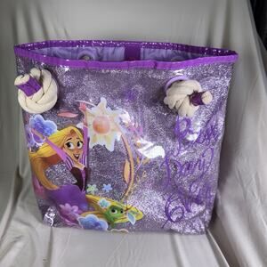 Disney's Tangled Rapunzel Sparkly Purple Beach Handbag Tote Bag w/ Rope Handles
